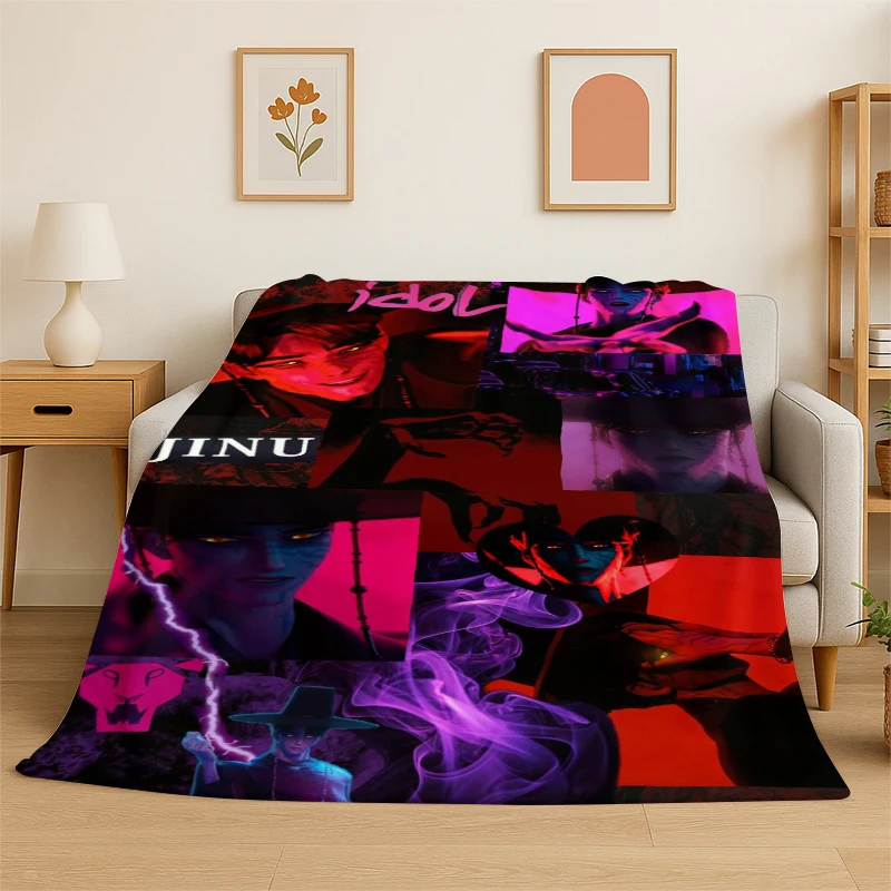 KPop D-Demon Hunters Girl Group Cartoon Soft Flannel Throw Blanket,Cozy Blanket for Bed,Couch,Sofa,Bedroom,Living Room,Travel