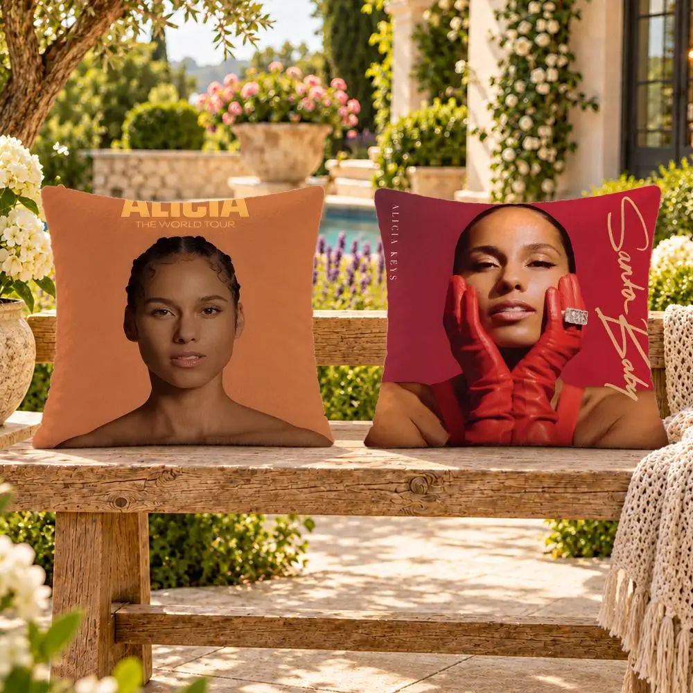Singer Soul RnB Alicia Keys Cushion Cover Soft Plush Throw Pillow Cover Washable Sofa Bed Patio Chair Home Decor