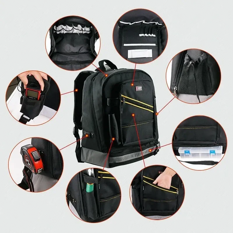 Imagem -05 - Multifuncional à Prova Impermeável Água Mochila Ferramenta Organizador Bolsa de Trabalho Armazenamento Eletricista Carpinteiro Cases Instrumento com Bolsa Kit Ferramentas