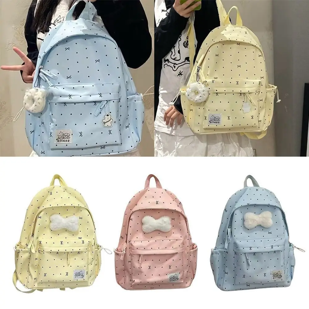 New Large Capacity Bow Backpack Ultra-light Breathable Girls Backpack Nylon Students Bookbags