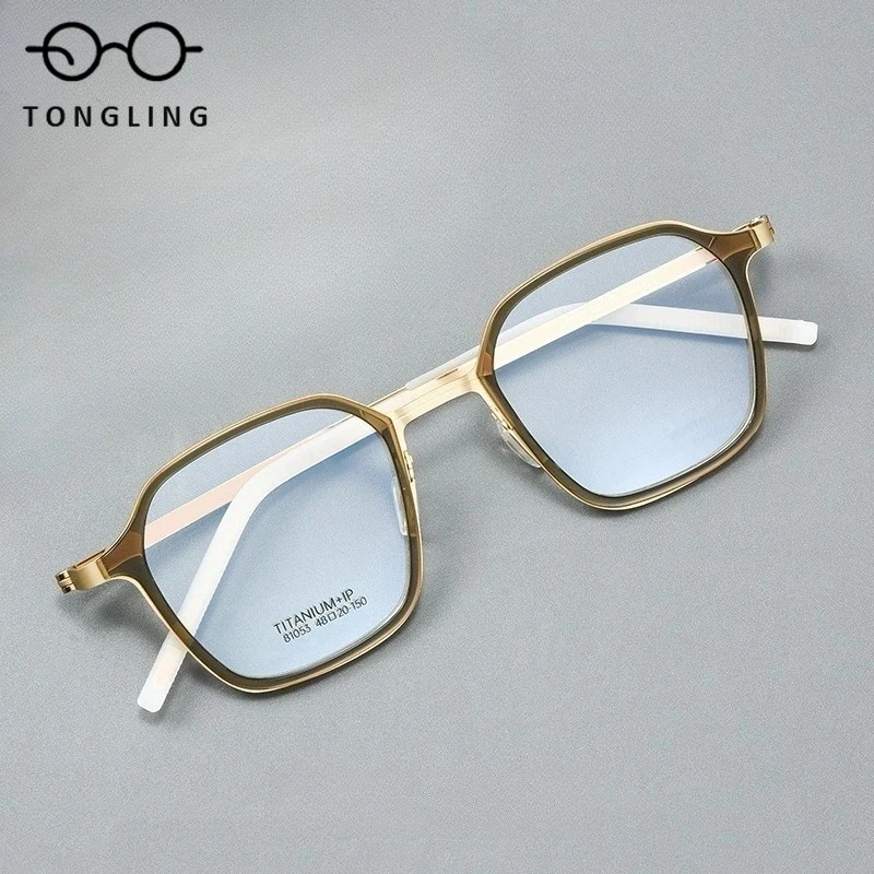 إطار نظارات من خليط معدني مضلع بتصميم رائع لعام 2025 للرجال والنساء لقصر النظر البصري وطول النظر الشيخوخي ملحق عدسات مرفق نظارات ريترو