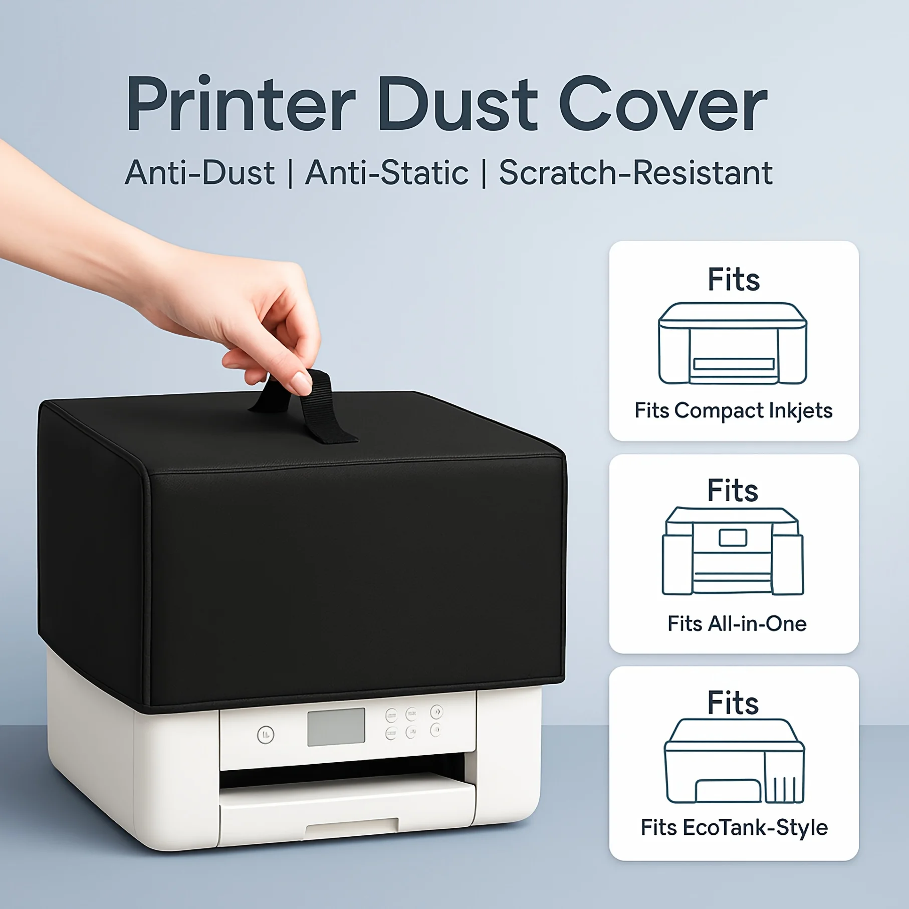 Printer Dust Cover Accessory, Anti-Static Protective Sleeve with Reinforced Handle, Fits Epson Canon Home Office Printer Models