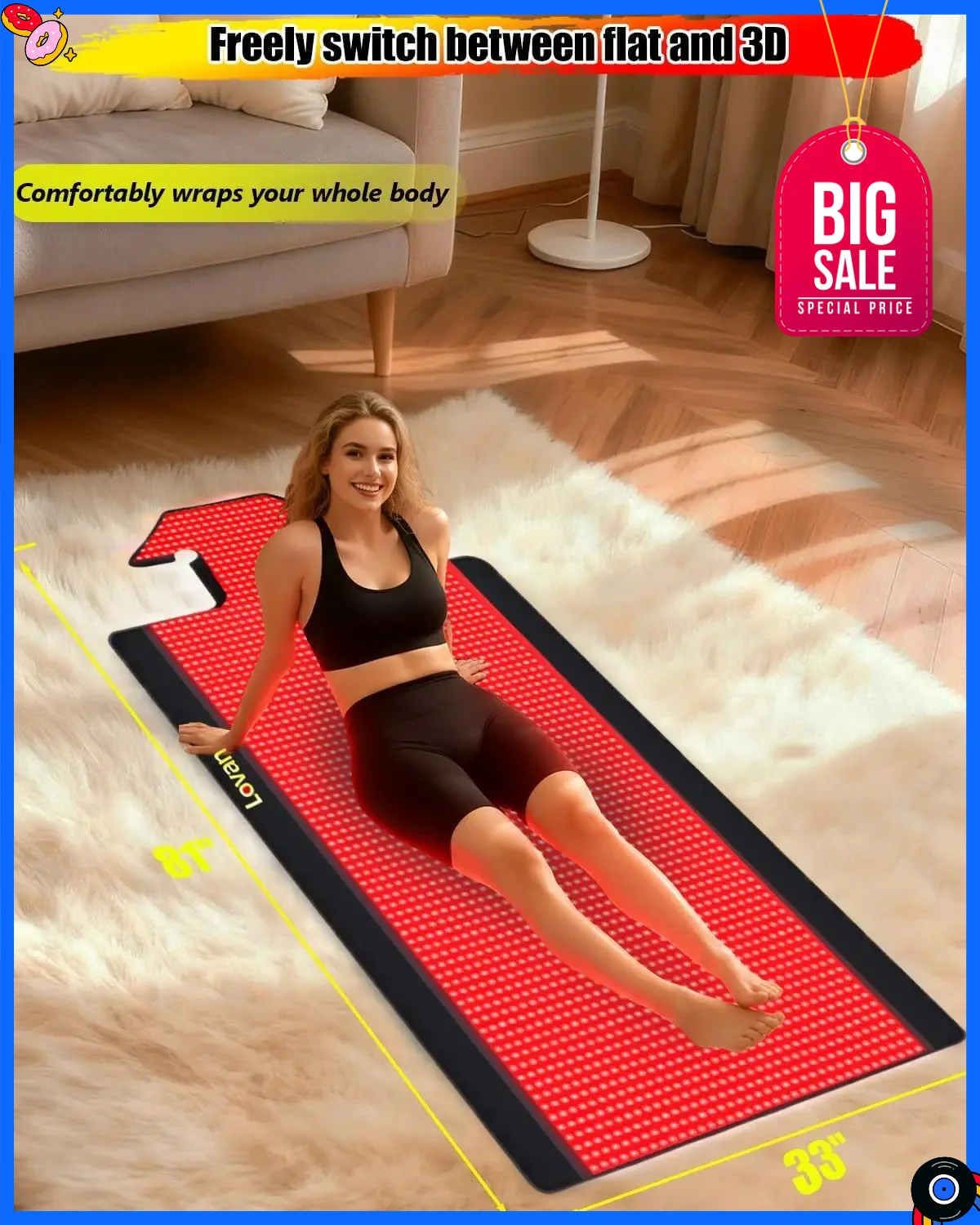 

Бестселлер: Красный светотерапевтический коврик для облегчения боли во всем теле — инфракрасное одеяло с красным светом 80x33 дюйма (203x84 см) с 1510 светодиодами (660 нм и 850 нм) |