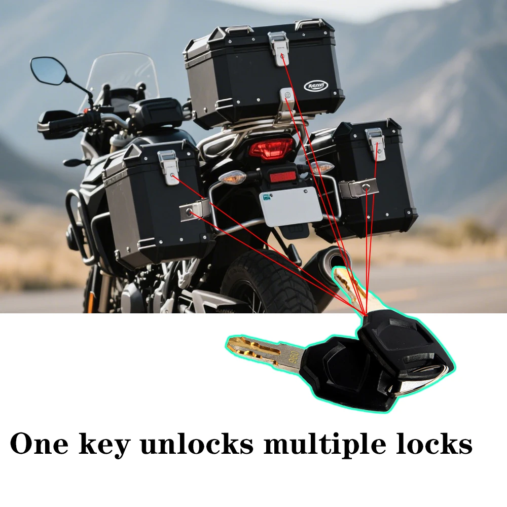（Open to each other）28L-100L  Motorcycle Luggage Trunk Top 38L Box Side Case Storage Toolbox Key Lock Replacement Accessories