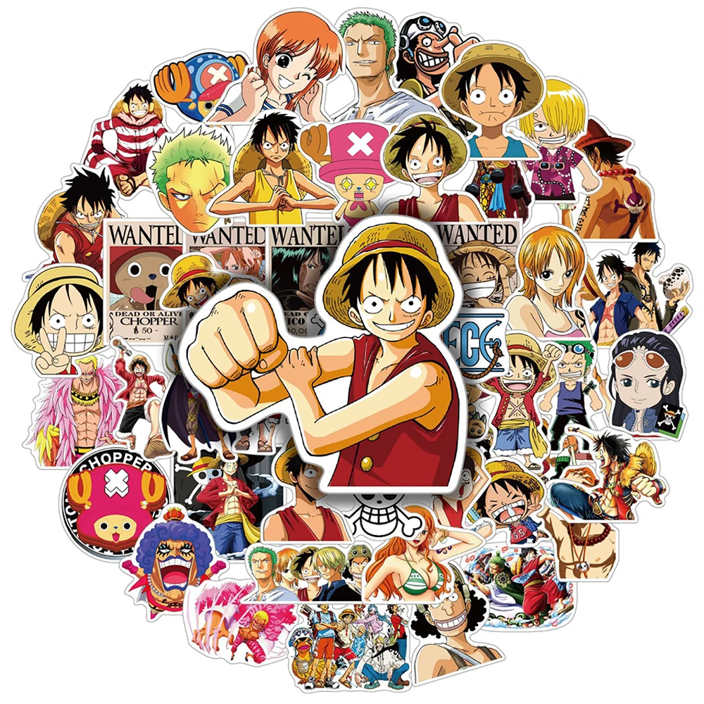 10/30/50PCS Anime One Piece Cartoon Stickers DIY Bike Travel Luggage Guitar Laptop Phone Graffiti Cool Sticker Decal Kid Toy