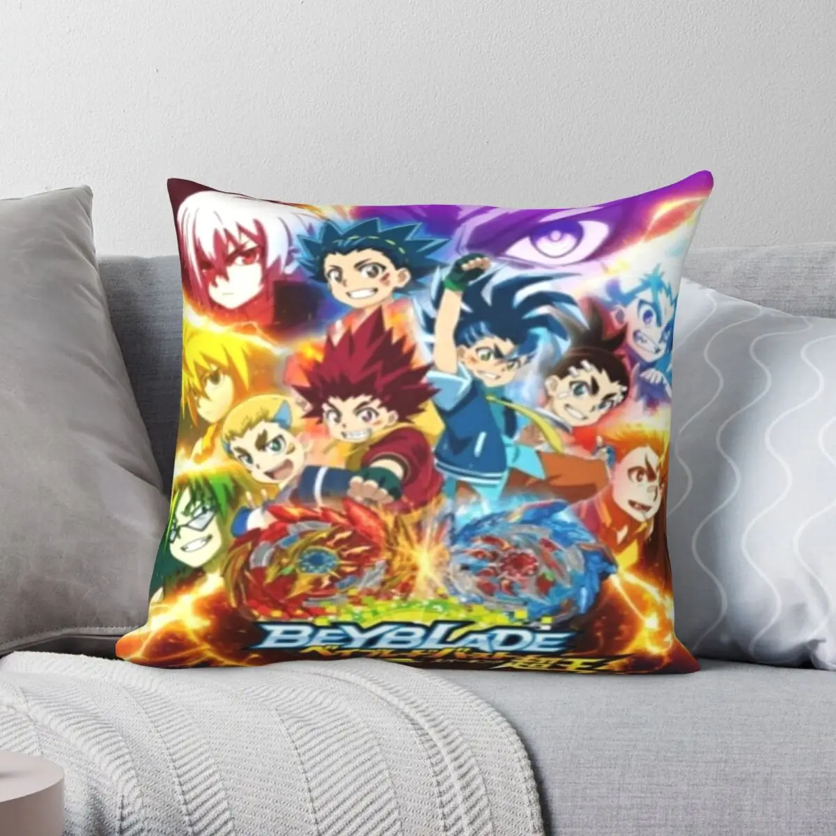 BEYBLADE Pillowcase Polyester Linen Velvet Printed Zip Decor Throw Pillow Case Home Cushion Cover Wholesale 18