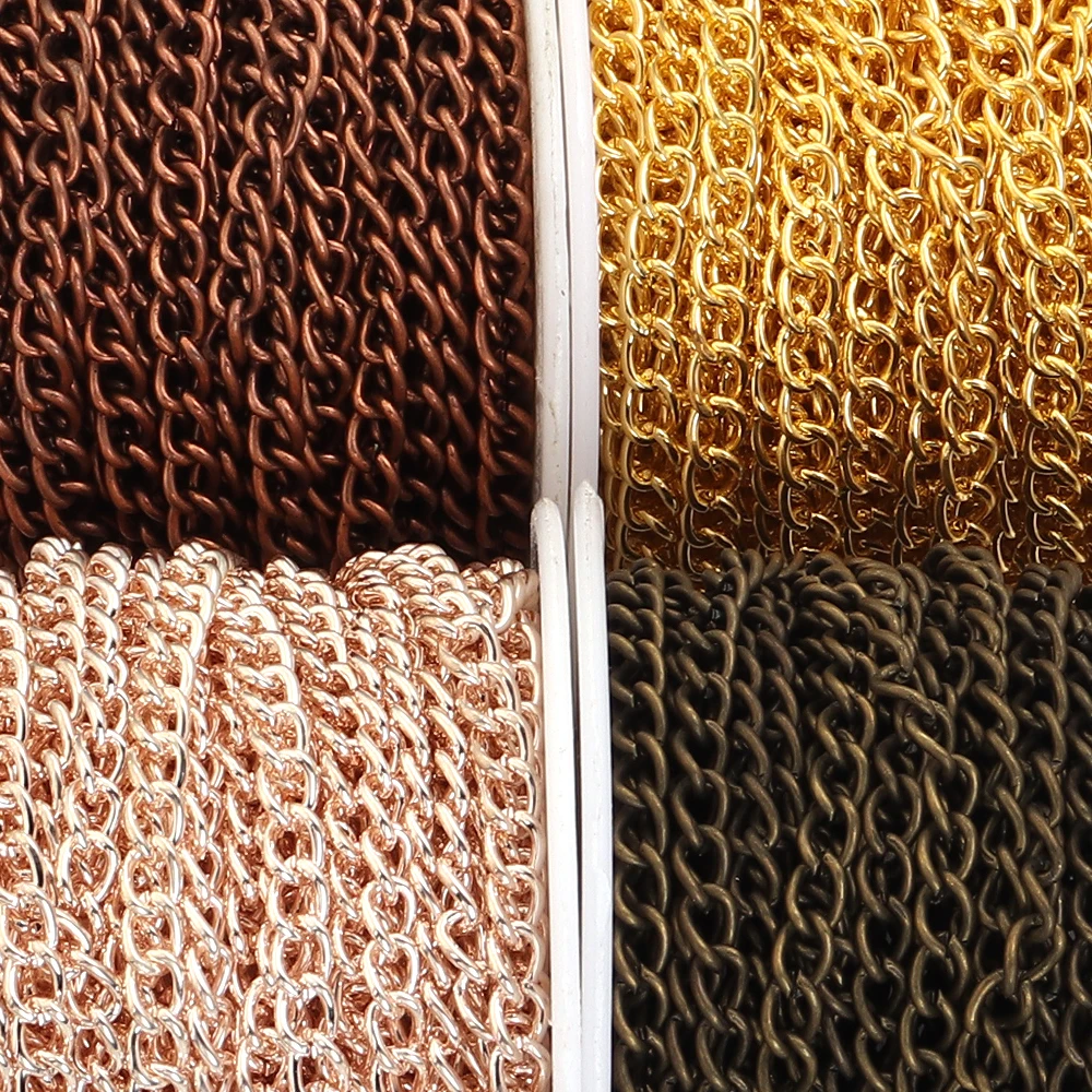 10 Yards/roll Stainless Steel Adjustment Extension Tail Chain Bulk GoldNecklace Extender Width Chains for DIY Jewelry Making