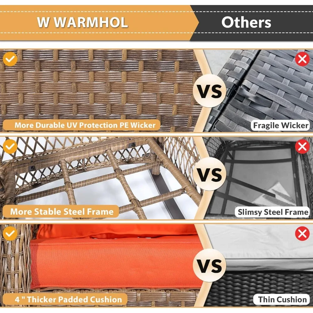 Outdoor Wicker Oversized Rocking Chair, All Weather- Resistant Patio Rocking Chair for Garden Lawn, Patio Wicker Furniture Seat