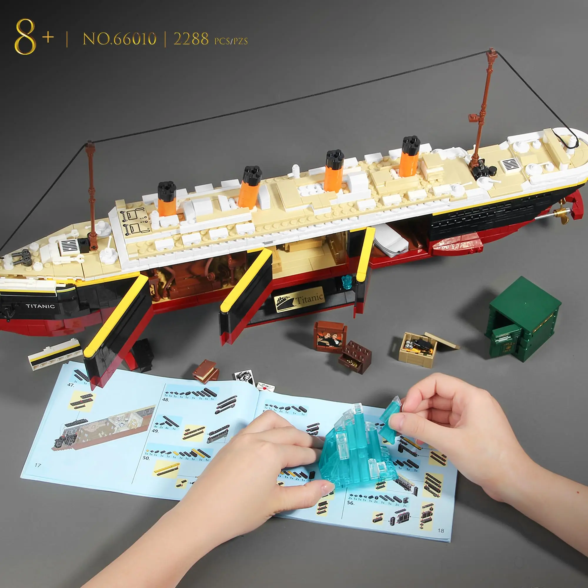 Juego de bloques de construcción Titanic para niños, juguete de ladrillos para armar barco Titanic de lujo, serie Moc City, ideal para regalo, código 2288, compatible con