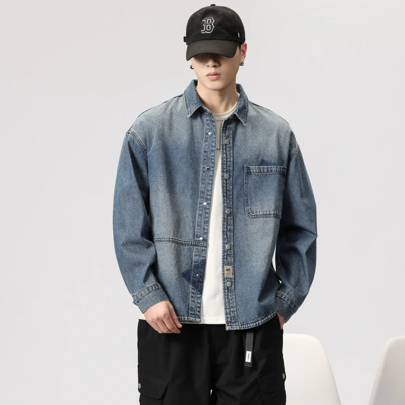 

Высококачественная свободная мужская джинсовая рабочая куртка, модная брендовая осенняя верхняя одежда в японском стиле, из хлопка и полиэстера.