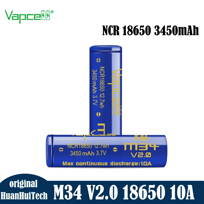 Brand New Original Vapcell M34 V2.0 NCR 18650 10A Lithium Ion Battery NO.1 18650 3450mAh Rechargeable Cell Beat NCR18650GA/MJ1