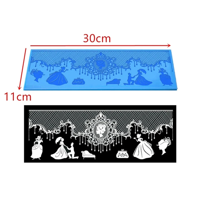 Aomily Lace Romantic Proposal Pattern Wedding Cake Silicone Beautiful Lace Fondant Mold Mousse Sugar Craft Icing Mat Pad Pastry