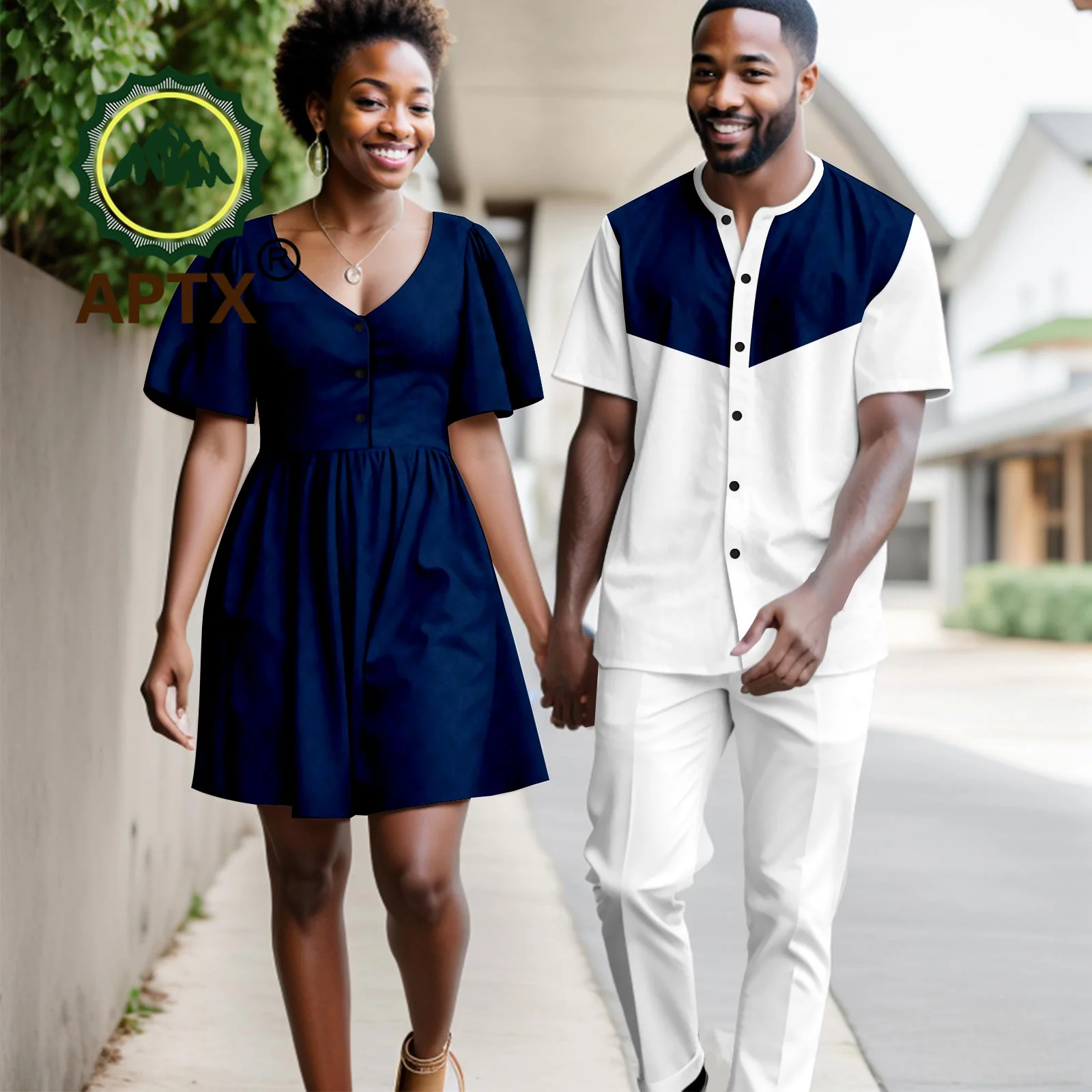 

African Couples Matching Clothing Set Wedding Nigerian Men Shirt Trousers Suits Sets Match Women Dress Lover Wear Party Y23C117