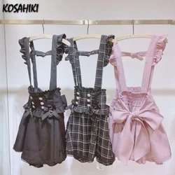 Japanese Kawaii Fashion High Waist Suspender Skirts Womens Sweet Bow Jupe Femme 2024 Y2k Cute Falda Aesthetic Lolita Skirt