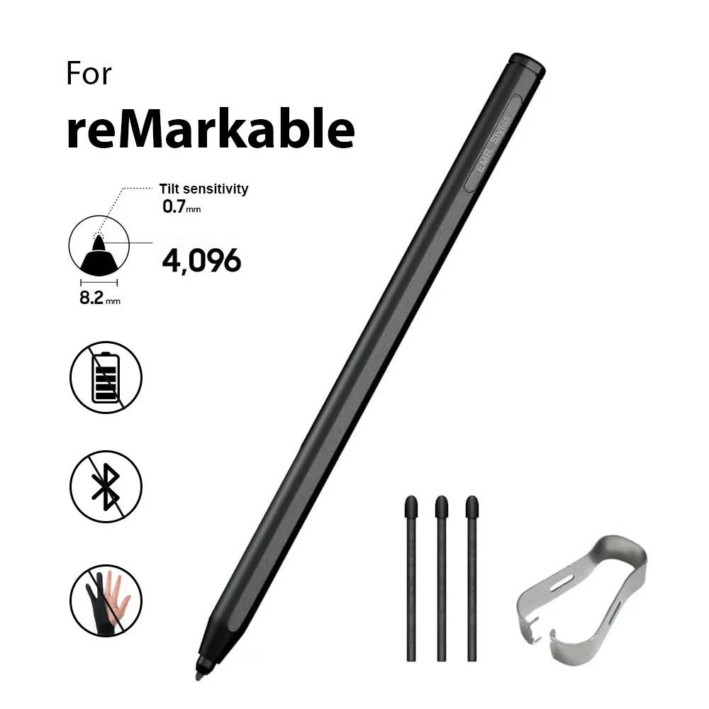 

For reMarkable 2 Pen with 4096 Pressure Sensitivity Eraser Palm Rejection Tilt Sensing EMR Stylus Pen for reMarkable Accessories