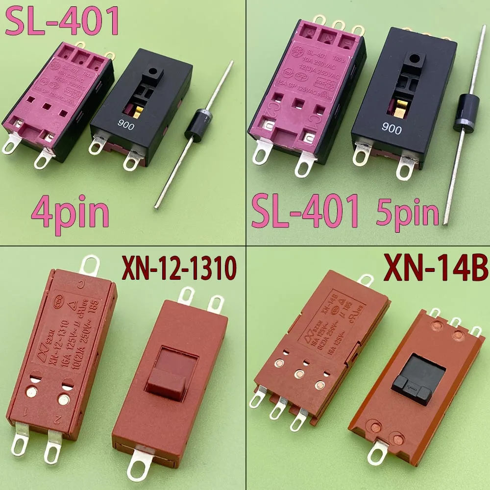 SL-401/XN-14B/XN-14C Hair Dryer Switch 3/4/5-pin 2/3 Gear Power Switch Hair Dryer Switch Repair Parts 10A 250V AC Toggle Switch