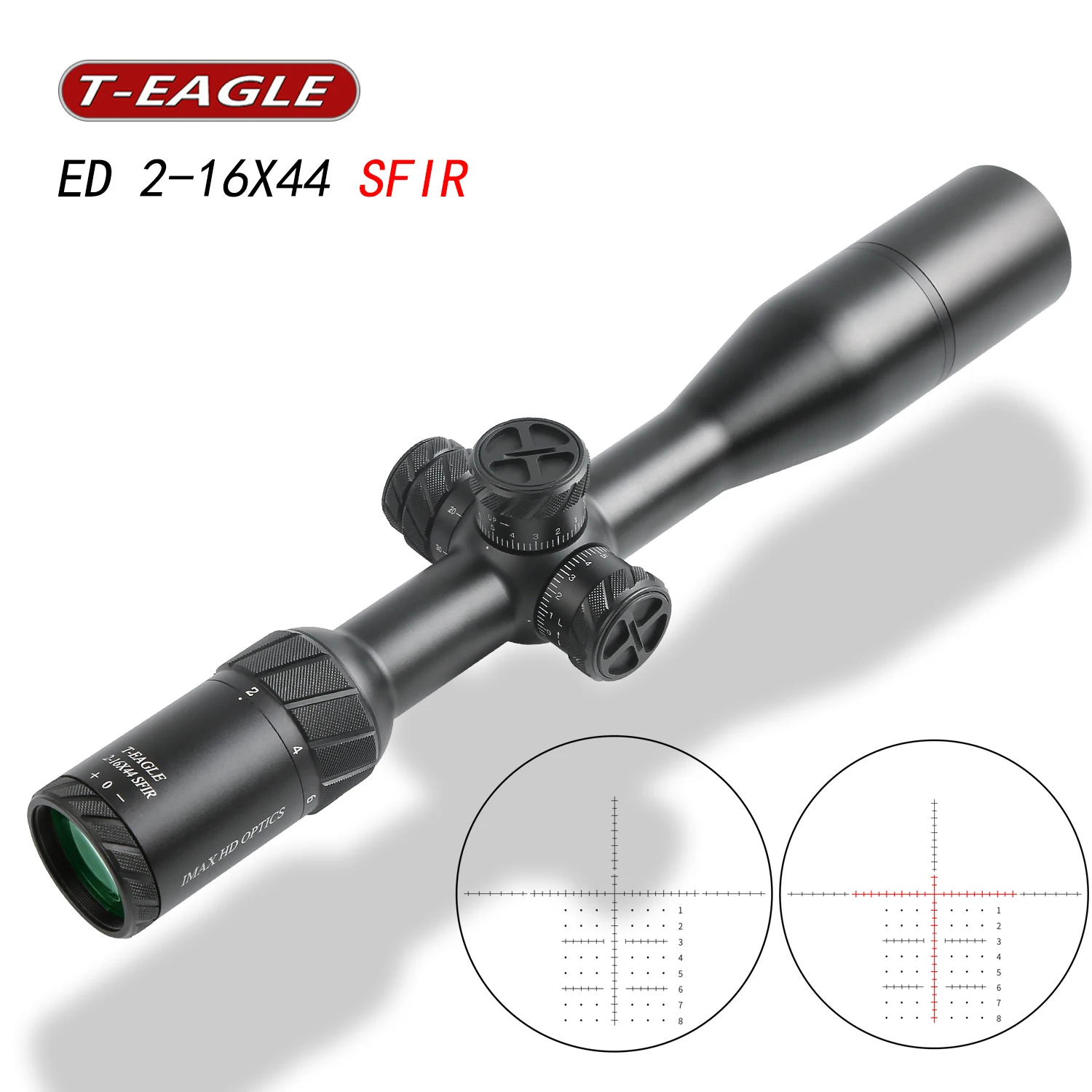 T-EAGLE ED 2-16X44 SFIR ED Lens Tactical Optics Riflescope Second Focal Plane Shooting and Hunting Sight Illumination For PCP