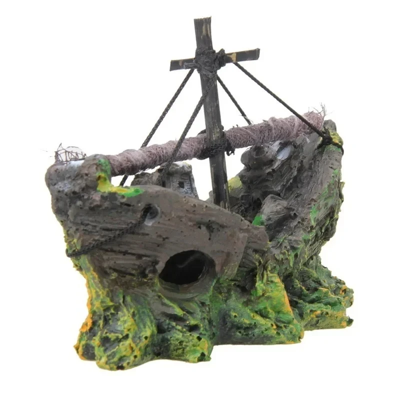 Aquarium Fish Tank Decorations Landscape Pirate Ship Wreck Ship Vintage Resin Design Boat Aquarium Accessories Home Decorations