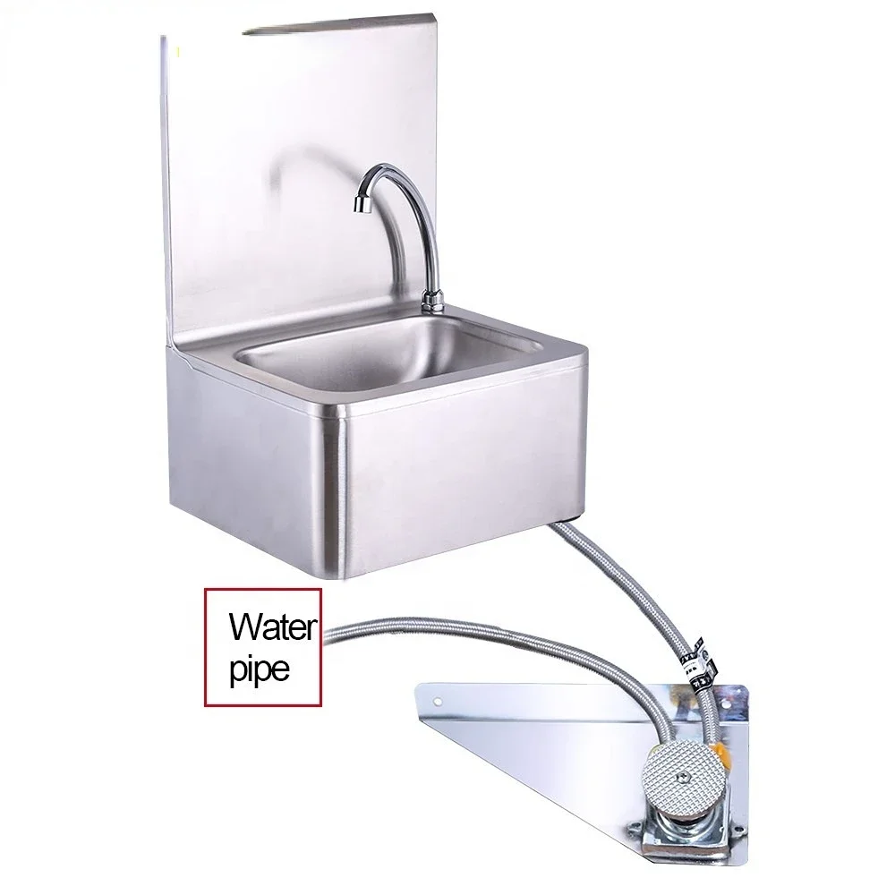 Hand Free Touchless Kitchen Sink Stainless Steel Foot Operated Wash Basin