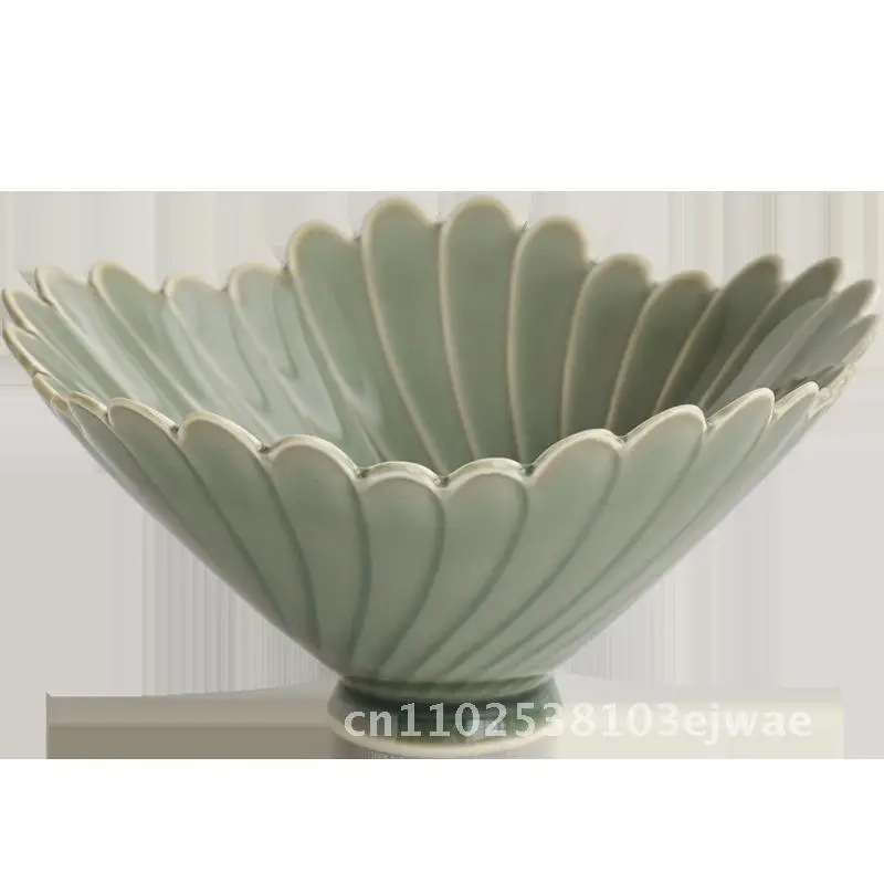 

JHuan Yue Kiln Celadon фруктовая тарелка легкая роскошная ручная работа в китайском стиле винтажная глазурованная керамическая тарелка для закусок для сухофруктов
