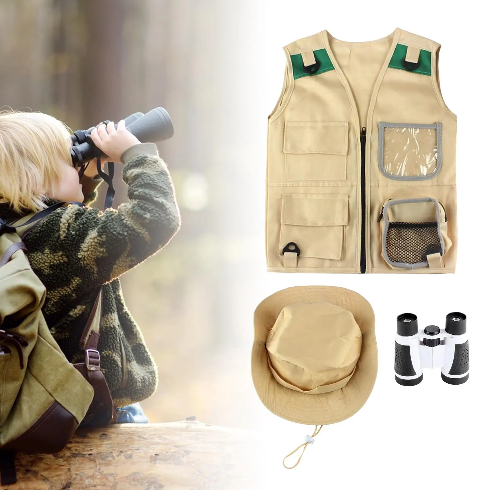 explorer kits Binoculars Vest Hat Accessories Educational Toys Role Play for