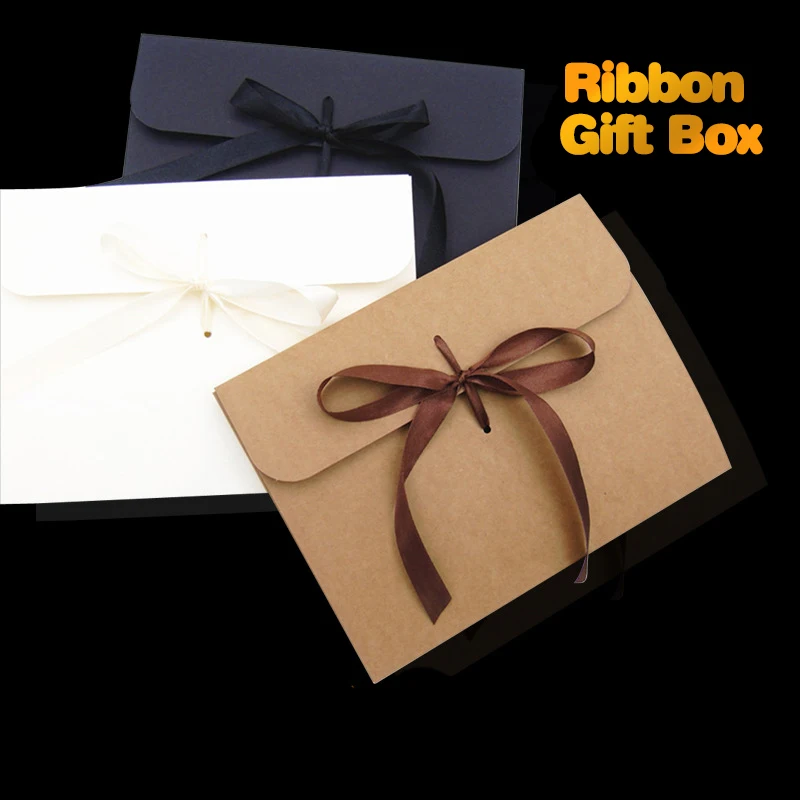 30pcs/lot Kraft cardboard Envelope 24x18cm Ribbon High-grade Gift Box Business Supplie Conference Invitation Letter Document Bag