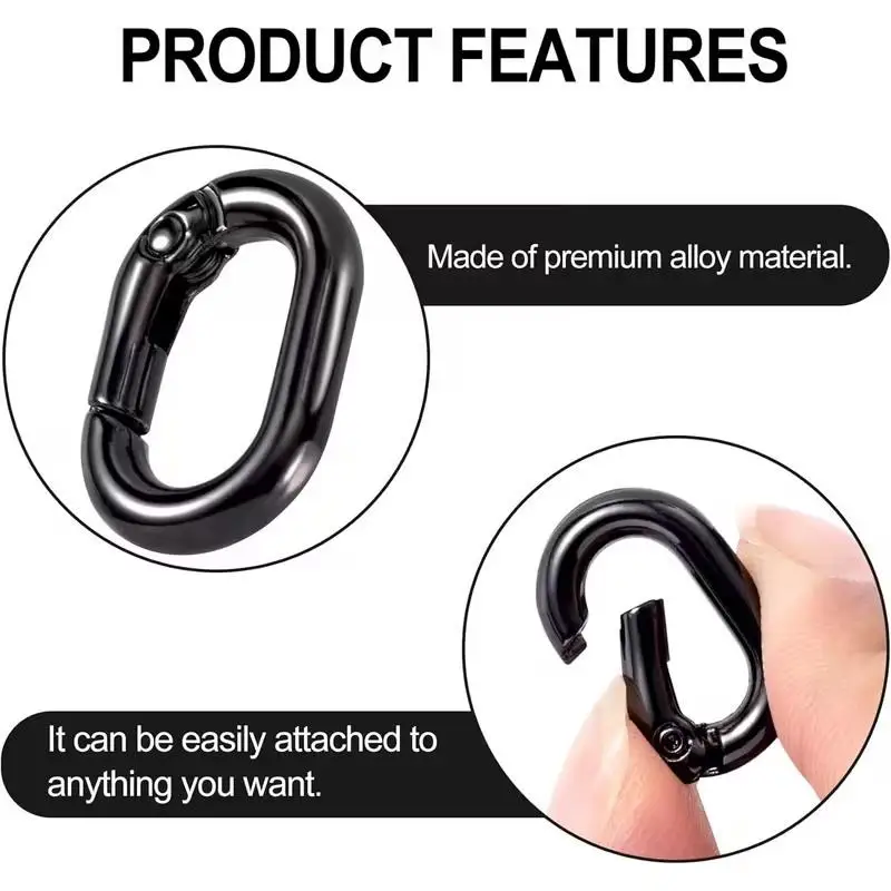 10Pcs/lot Metal Oval Ring Spring Clasps Openable Carabiner Keychain Bag Clips Hook Dog Chain Buckles Connector For DIY Jewelry view 3
