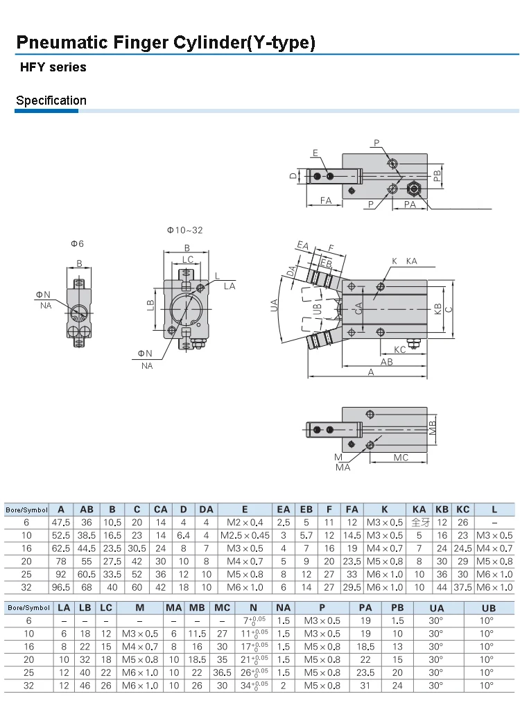 LAIZE HFY Pneumatischer Fingerzylinder Y-Typ Luftgreifer Doppeltwirkend – Detail 9