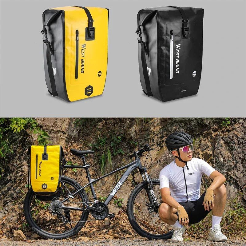 

WEST BIKING Водонепроницаемые велосипедные сумки 25л Дорожная велосипедная сумка Корзина для велосипеда Задняя багажник Сумки для хвостового сиденья Велосипедные сумки Кофры 1 шт.