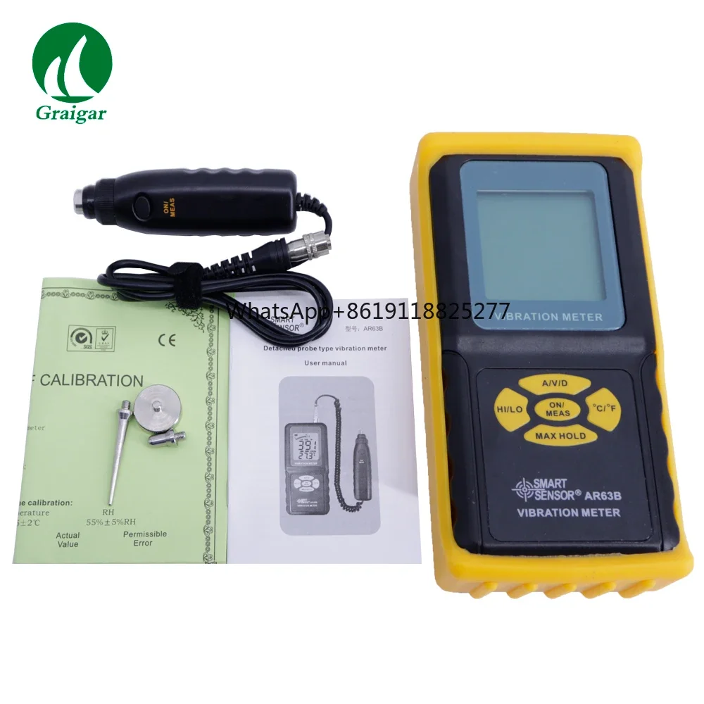 Smart Sensor AR63B Digital Vibrometer Tester Periodic Motion Meter Vibration Meter