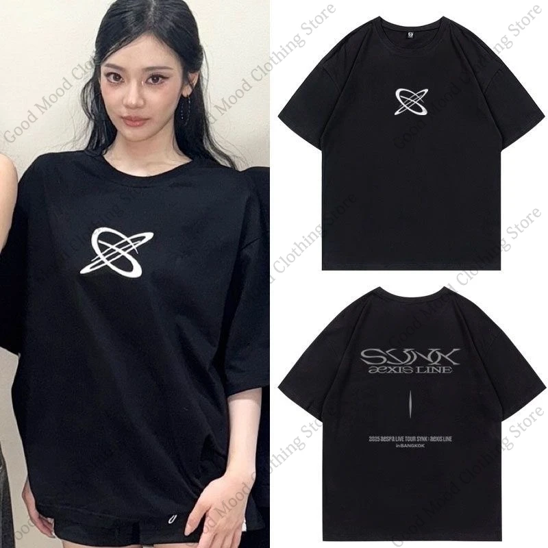 SYNK AeXIS LINE Концертная футболка KARINA GISELLE NingNing WINTER Футболка с буквенным принтом Мужчины Женщины Хлопковые футболки с короткими рукавами