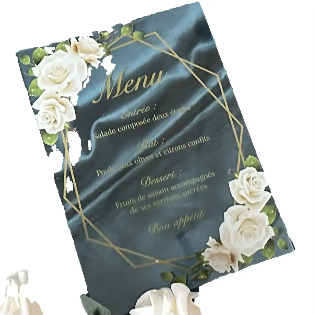 Acrylic Wedding Menu,Clear Resurant Table Menu,Printed Gold Acrylic Party Dinner Menu,Custom 10pcs Acrylic Wedding Invitation