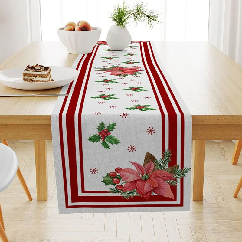 Christmas Table Runner Cloth Merry Christmas Decoration for Home 2023 Tablecloth Xmas Ornament Navidad Natal New Year Gift 2024