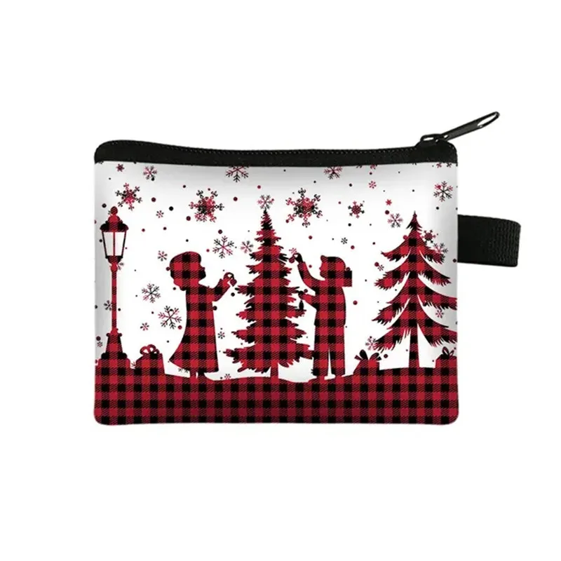 Santa Claus Snowflake Elk Print Coin Purse Christmas Party Wallet Money Credit Card Money Coin Bags Candy Organizer Small Purses