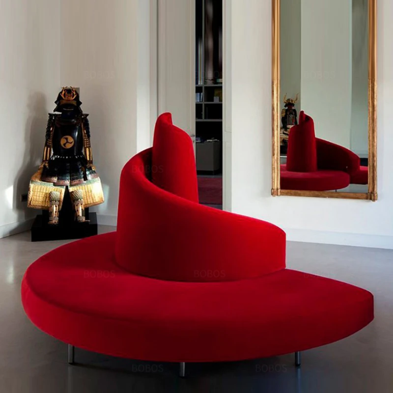 

Snail round hotel special black corner red fabric sofa furniture