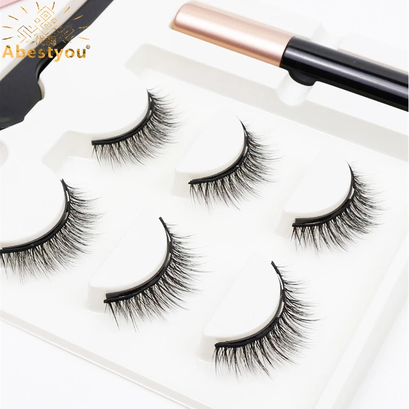 Abestyou 3pair Short 10mm Magnet False Eyelash Whipsies Magnetic Eyelash Set Packaging Box Custom Ferramentas Insumos Maquillaje