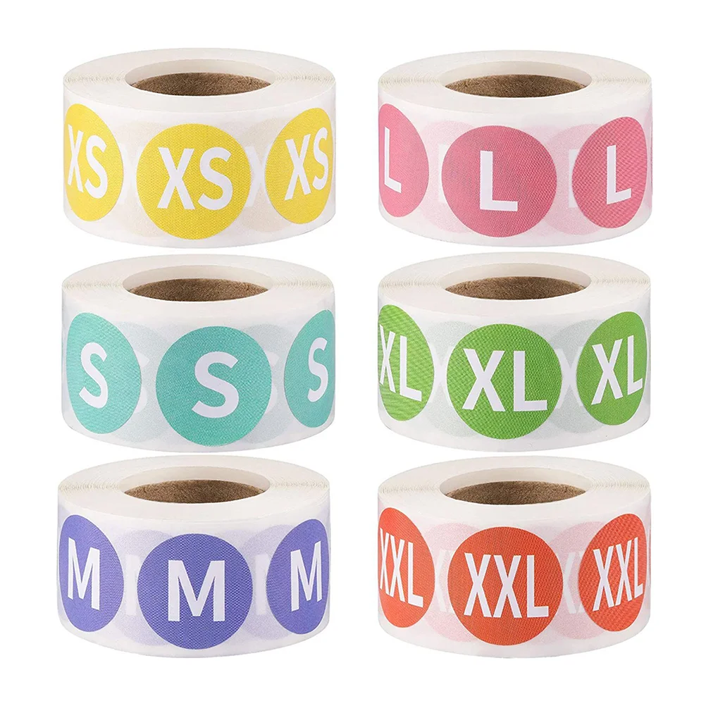 6 Rolls Costume Stickers Clothing Size Tag Clothes Label Round Labels Paper Toddler