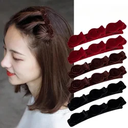 Red Velvet Double Layers Bangs Hair Side Clip Women Cute Barrettes Hairgrip Acrylic Braid Fashion Hairpin Hair Accessories Black