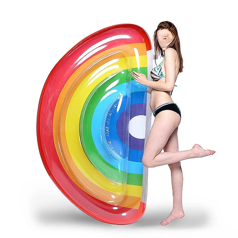 

For Water New Rainbow Inflatable Floating Row Semicircle Single Inflatable Floating Bed PVC