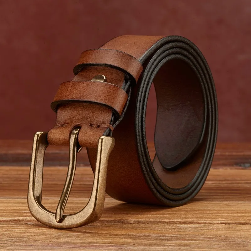 leather top layer belt for men simple and versatile casual