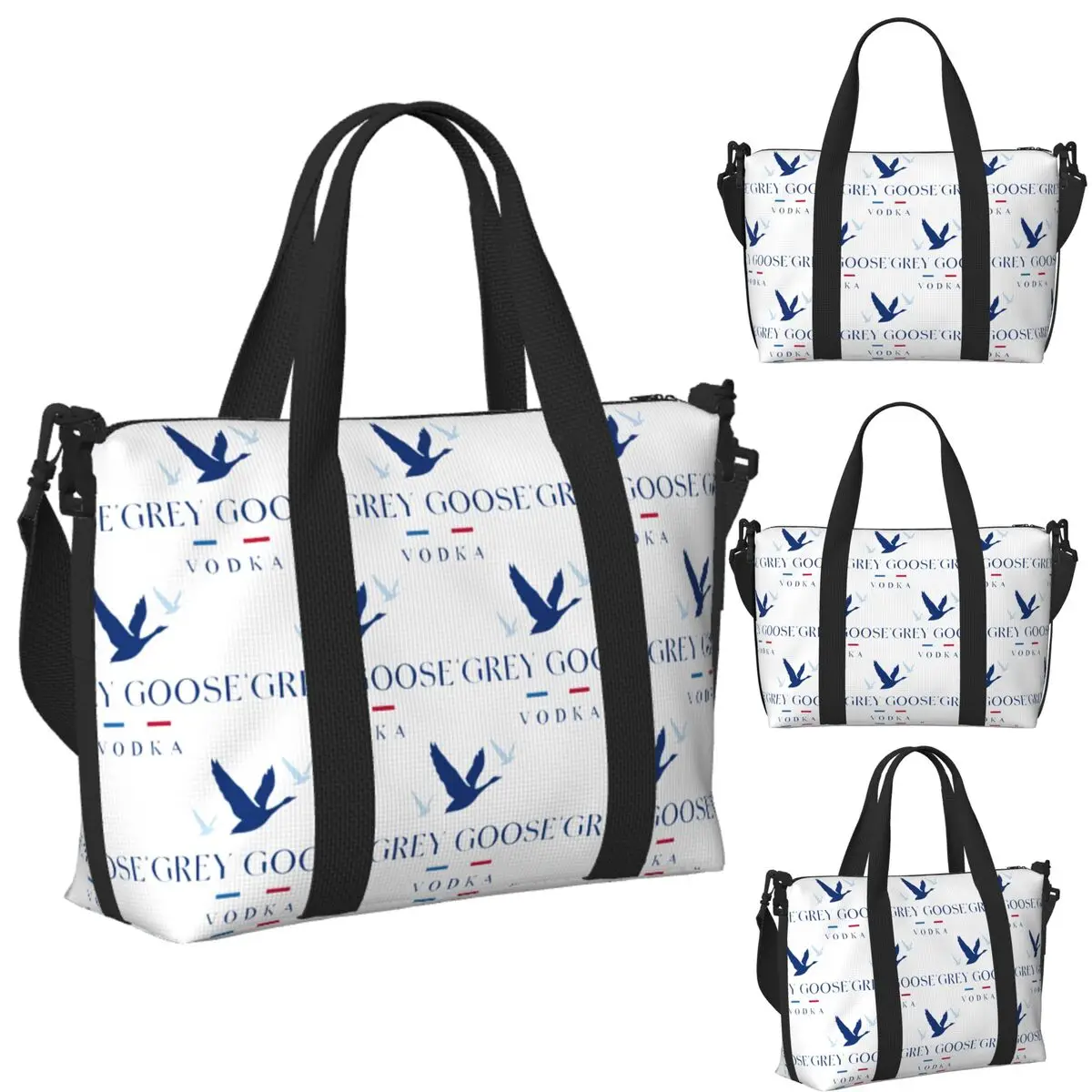 

Custom Grey Goose Vodka Beach Travel Bag Large Capacity Tote Bags for Gym Yoga Women Shopping Duffle Shoulder Bag