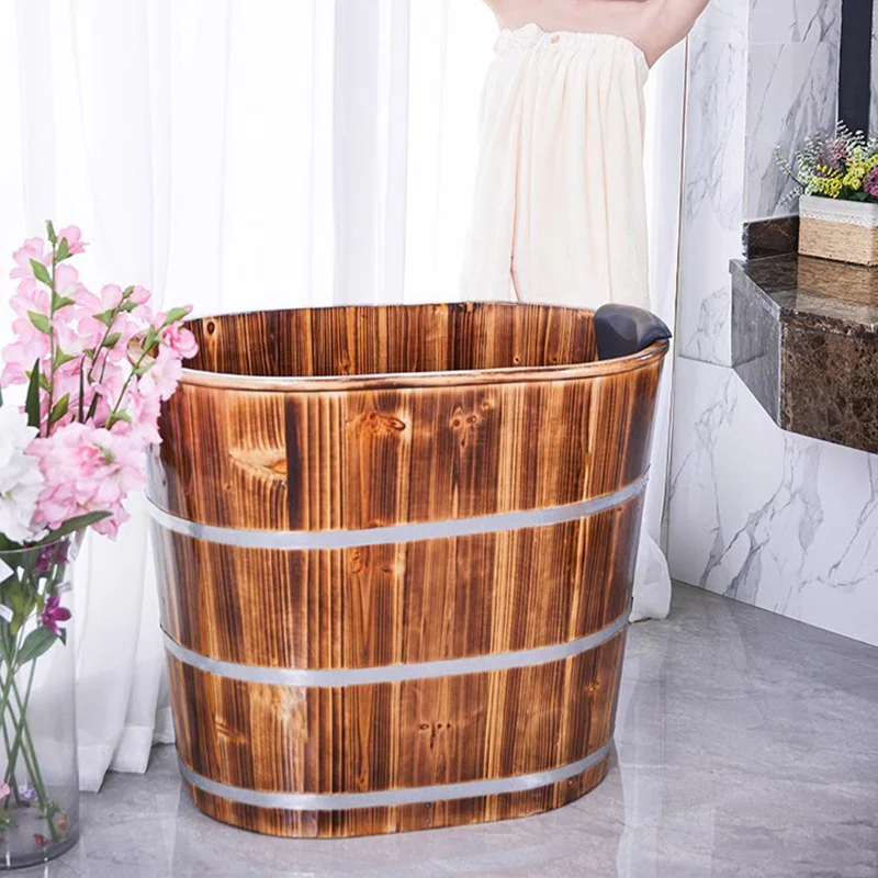 Insulation Household Bathtub Solid Backrest Convenient Wooden Bathtub Comfortable Aldult Banheira Dobravel Home Furniture CY50YT