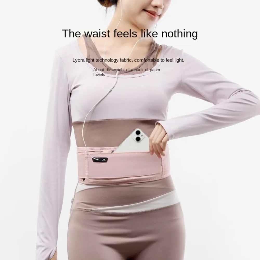 حقيبة خصر رياضية مقاومة للماء، حزام جري غير مرئي متعدد الوظائف، خفيف الوزن مع حامل هاتف، حامل زجاجة، حزمة خصر