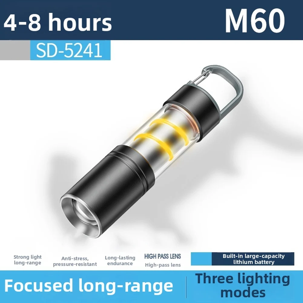 

Camping Trips Retractable Lantern Portable Flashlight Collapsible Design Built-in Carabiner Adjustable Brightness