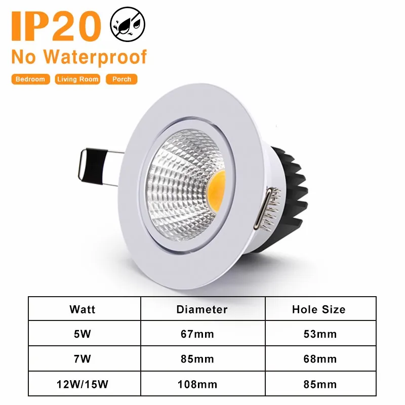 IP65 lampy punktowe Led oprawa wpuszczana wodoodporne lampy sufitowe światło do pokoju 5W 7W 12W Spot Led łazienka balkon lampa do korytarza