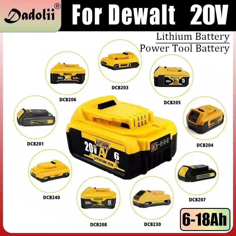 For dewalt 20V 6.0Ah Rechargeable battery for Dewalt Cordless screwdriver drill Screw gun wrench impact batteries DCB200 DCD790