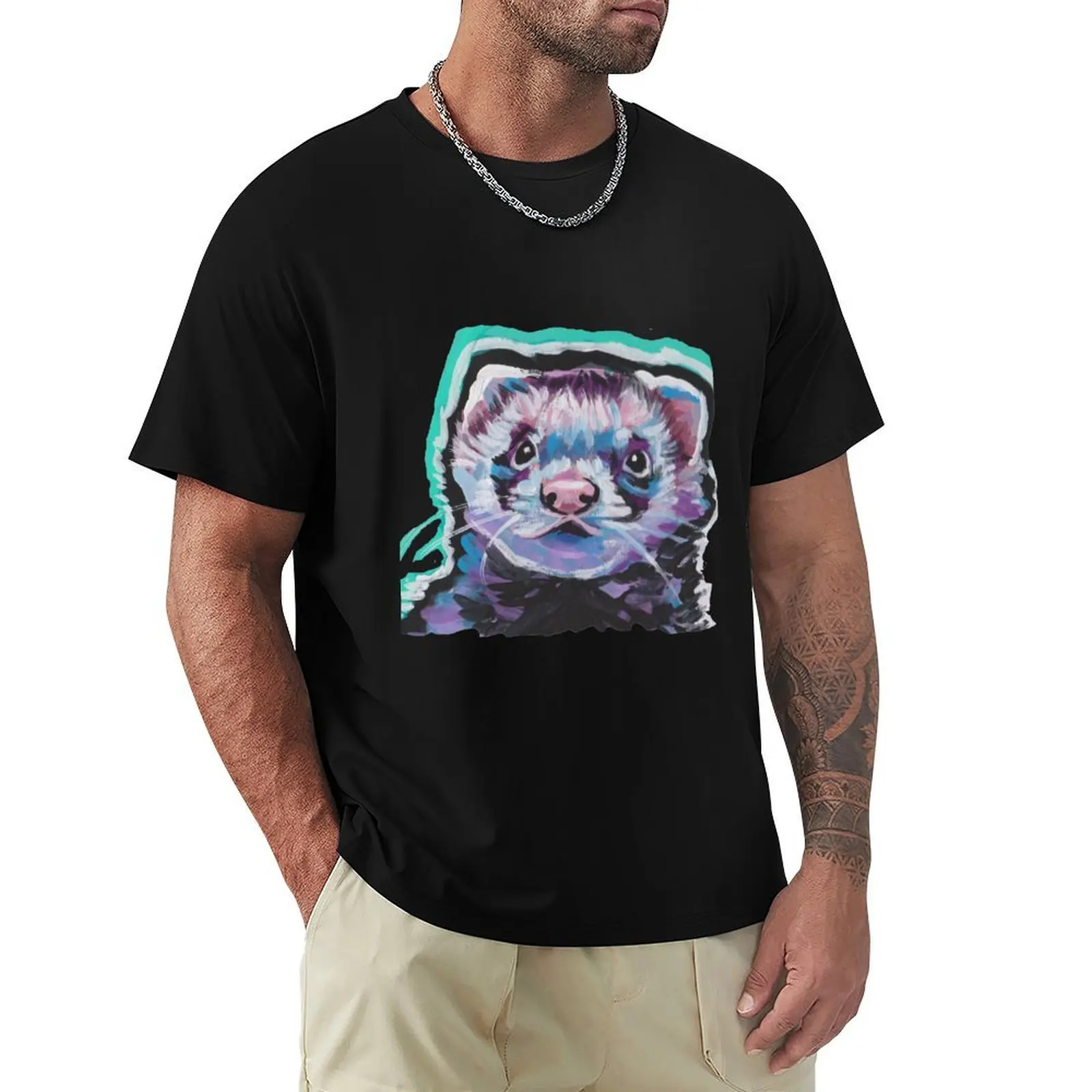 Fun Ferret Pet bright colorful Pop Art T-Shirt man t shirt luxury T-Shirt