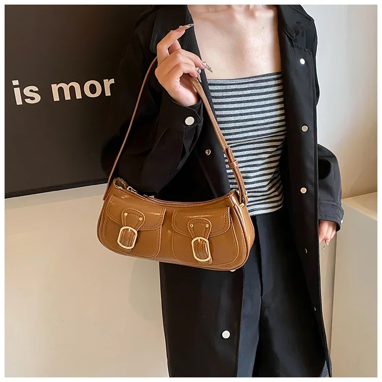 Trendy Motorcycle Bag 2024 New Fashion High-end Sense of Foreign Style Women's Bag Niche Design Pu Material Diagonal Shoulder