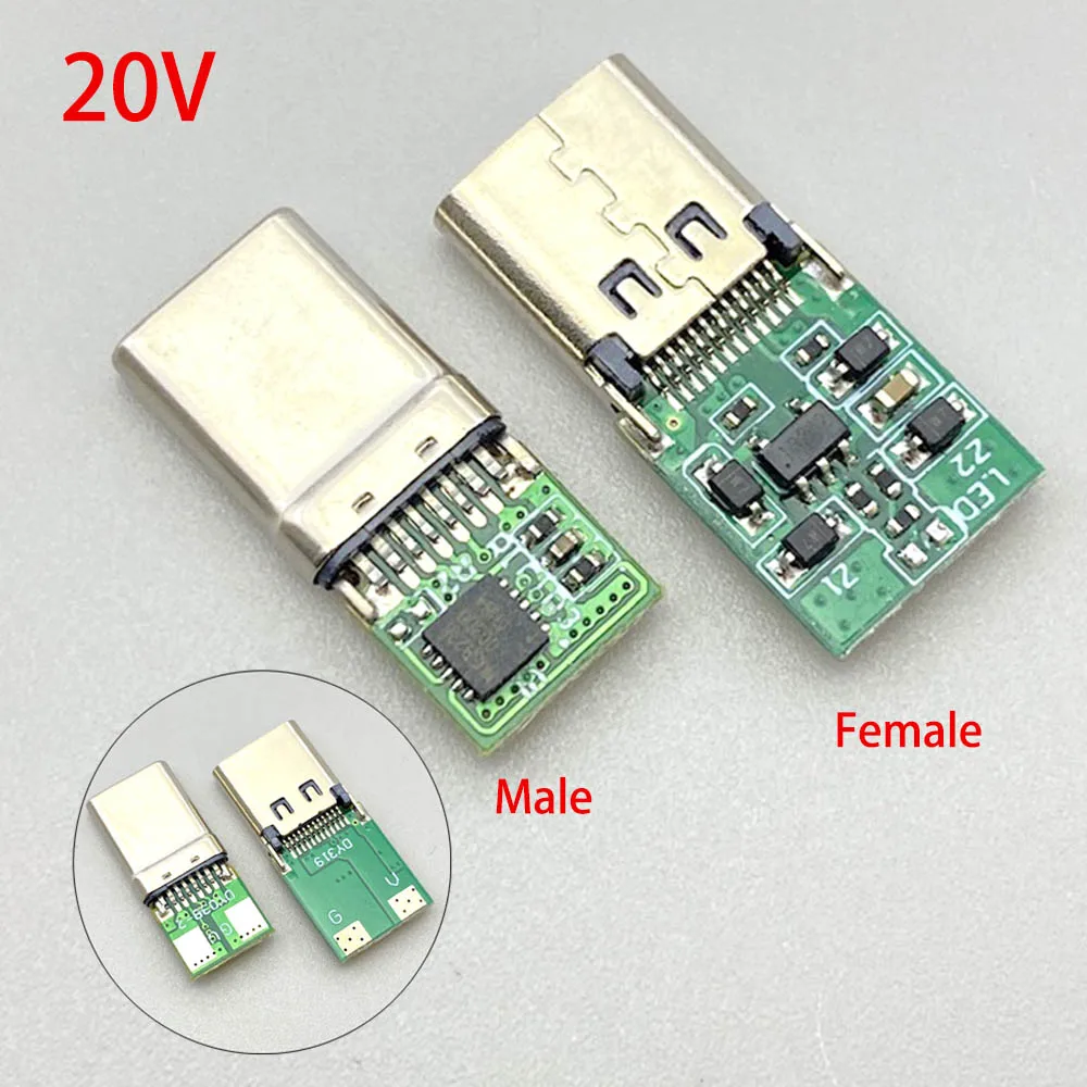 Type C PD JACK 5V 9V 12V 15V 20V Trigger Connector USB-C Male/Female Plug DC Welding Adapter Fast Charging Lure Probe Detector