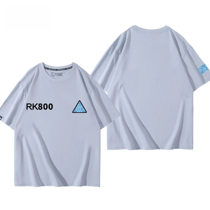 Detroit Become Human Short Sleeve Cotton T-Shirt Men's Bionic Connor Cosplay Pure Cotton Tee Breathable Shoulder Sleeve